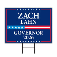 Zach Lahn For Iowa Governor 2026 Yard Sign, Corrugated Plastic Governor Elections Race Red White & Blue Yard Sign with Metal H-Stake