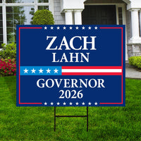 Zach Lahn For Iowa Governor 2026 Yard Sign, Corrugated Plastic Governor Elections Race Red White & Blue Yard Sign with Metal H-Stake