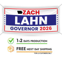 Zach Lahn For Iowa U.S. Governor Banner Sign, 13 oz Waterproof US Governor Election 2026 Vinyl Banner With Metal Grommets