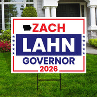Zach Lahn For Iowa Governor 2026 Yard Sign, Corrugated Plastic Governor Elections Race Red White & Blue Yard Sign with Metal H-Stake