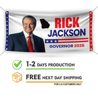 Rick Jackson For Georgia U.S. Governor Banner Sign, 13 oz Waterproof US Governor Election 2026 Vinyl Banner With Metal Grommets