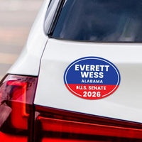 Everett Wess For Alabama Senate 2026 Car Magnet - Vote Everett Wess Vehicle Magnet, Alabama Senate Elections 2026 Magnet -6" x 4.5"