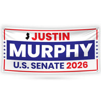 Justin Murphy For New Jersey U.S. Senate Banner Sign, 13 oz Waterproof US Senate Election 2026, Democratic Vinyl Banner With Metal Grommets