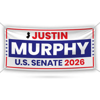 Justin Murphy For New Jersey U.S. Senate Banner Sign, 13 oz Waterproof US Senate Election 2026, Democratic Vinyl Banner With Metal Grommets