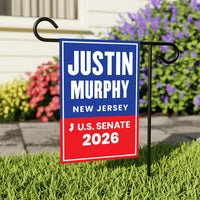Justin Murphy For New Jersey Senate 2026 Garden Flag, Double Sided, 2026 Senate Flag, Elections Flag, Anti-Trump, Race Red White & Blue Flag