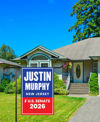 Justin Murphy For New Jersey Senate 2026 Garden Flag, Double Sided, 2026 Senate Flag, Elections Flag, Anti-Trump, Race Red White & Blue Flag