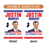 Justin Murphy For New Jersey Senate 2026 Garden Flag, Double Sided, 2026 Senate Flag, Elections Flag, Anti-Trump, Race Red White & Blue Flag