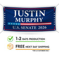 Justin Murphy For New Jersey U.S. Senate Banner Sign, 13 oz Waterproof US Senate Election 2026, Democratic Vinyl Banner With Metal Grommets
