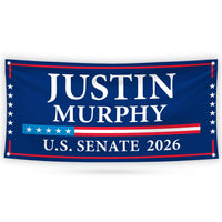 Justin Murphy For New Jersey U.S. Senate Banner Sign, 13 oz Waterproof US Senate Election 2026, Democratic Vinyl Banner With Metal Grommets