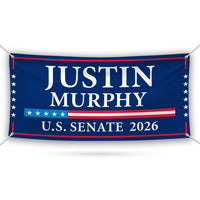 Justin Murphy For New Jersey U.S. Senate Banner Sign, 13 oz Waterproof US Senate Election 2026, Democratic Vinyl Banner With Metal Grommets