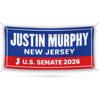 Justin Murphy For New Jersey U.S. Senate Banner Sign, 13 oz Waterproof US Senate Election 2026, Democratic Vinyl Banner With Metal Grommets