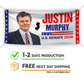 Justin Murphy For New Jersey U.S. Senate Banner Sign, 13 oz Waterproof US Senate Election 2026, Democratic Vinyl Banner With Metal Grommets