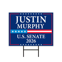 Justin Murphy For New Jersey Senate 2026 Yard Sign, Corrugated Plastic Senate Elections, Race Red White & Blue Yard Sign with Metal H-Stake