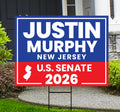 Justin Murphy For New Jersey Senate 2026 Yard Sign, Corrugated Plastic Senate Elections, Race Red White & Blue Yard Sign with Metal H-Stake