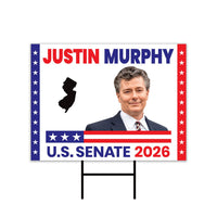 Justin Murphy For New Jersey Senate 2026 Yard Sign, Corrugated Plastic Senate Elections, Race Red White & Blue Yard Sign with Metal H-Stake
