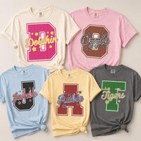 Personalized School Spirit Shirt, Custom Name Alphabet Mascot Tee, Varsity Initial Sports Team Top, Game Day Outfit, Student Team Gift
