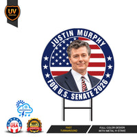 Justin Murphy For New Jersey Senate 2026 Yard Sign, Corrugated Plastic Senate Elections, Race Red White & Blue Yard Sign with Metal H-Stake