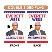 Everett Wess For Alabama Senate 2026 Garden Flag, Double Sided, 2026 Senate Flag, Elections Flag, Race Red White & Blue Flag