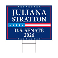 Juliana Stratton For Illinois Senate 2026 Yard Sign, Corrugated Plastic Senate Elections, Race Red White & Blue Yard Sign with Metal H-Stake