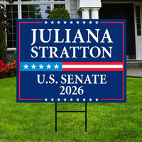 Juliana Stratton For Illinois Senate 2026 Yard Sign, Corrugated Plastic Senate Elections, Race Red White & Blue Yard Sign with Metal H-Stake