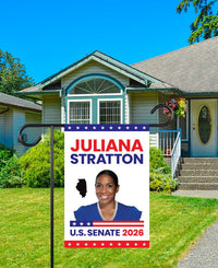 Juliana Stratton For Illinois Senate 2026 Garden Flag, Double Sided, 2026 Senate Flag, Elections Flag, Race Red White & Blue Flag