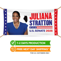 Juliana Stratton For Illinois U.S. Senate Banner Sign, 13 oz Waterproof US Senate Election 2026, Senate Vinyl Banner With Metal Grommets