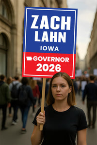 Zach Lahn For Iowa Governor 2026 Election Sign, Political Campaign Sign, Democratic party, Governor Election 2026 Race Poster Sign