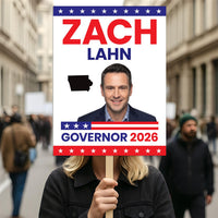Zach Lahn For Iowa Governor 2026 Election Sign, Political Campaign Sign, Democratic party, Governor Election 2026 Race Poster Sign