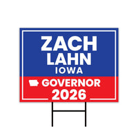 Zach Lahn For Iowa Governor 2026 Yard Sign, Corrugated Plastic Governor Elections Race Red White & Blue Yard Sign with Metal H-Stake