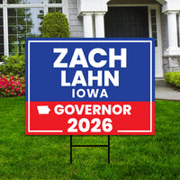 Zach Lahn For Iowa Governor 2026 Yard Sign, Corrugated Plastic Governor Elections Race Red White & Blue Yard Sign with Metal H-Stake