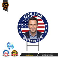 Zach Lahn For Iowa Governor 2026 Yard Sign, Corrugated Plastic Governor Elections Race Red White & Blue Yard Sign with Metal H-Stake