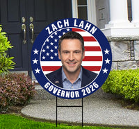 Zach Lahn For Iowa Governor 2026 Yard Sign, Corrugated Plastic Governor Elections Race Red White & Blue Yard Sign with Metal H-Stake