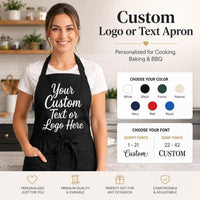 Custom Logo or Text Apron, Personalized Cooking Apron, Custom Chef Apron, Baking Apron, BBQ Apron, Restaurant Staff Apron, Gift for Baker