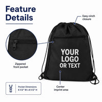 Custom Drawstring Backpack, Personalized Cinch Bag With Logo or Text, Team Sports Bag, School Bag, Party Favor Bag, Gym Backpack Gift