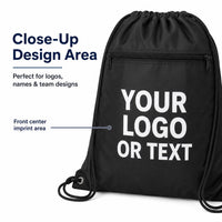 Custom Drawstring Backpack, Personalized Cinch Bag With Logo or Text, Team Sports Bag, School Bag, Party Favor Bag, Gym Backpack Gift
