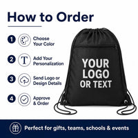 Custom Drawstring Backpack, Personalized Cinch Bag With Logo or Text, Team Sports Bag, School Bag, Party Favor Bag, Gym Backpack Gift