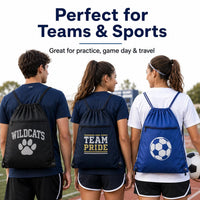 Custom Drawstring Backpack, Personalized Cinch Bag With Logo or Text, Team Sports Bag, School Bag, Party Favor Bag, Gym Backpack Gift