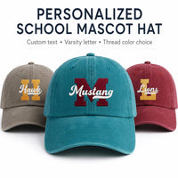 Personalized School Mascot Embroidered Hat, Custom Team Name Letter Cap, Adjustable Cotton Cap, Game Day Gift, Student Spirit Gift