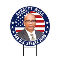 Everett Wess For Alabama Senate 2026 Yard Sign, Corrugated Plastic Senate Elections, Race Red White & Blue Yard Sign with Metal H-Stake