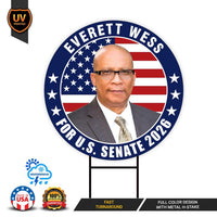 Everett Wess For Alabama Senate 2026 Yard Sign, Corrugated Plastic Senate Elections, Race Red White & Blue Yard Sign with Metal H-Stake