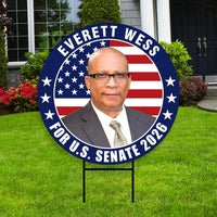 Everett Wess For Alabama Senate 2026 Yard Sign, Corrugated Plastic Senate Elections, Race Red White & Blue Yard Sign with Metal H-Stake