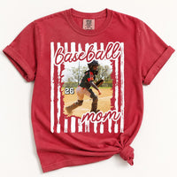Personalized Baseball Mom Shirt, Custom Player Photo Tee, Sports Mama Game Day Shirt, Team Mom Ballpark Outfit, Baseball Season Gift