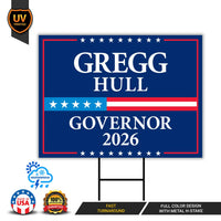 Gregg Hull For New Mexico Governor 2026 Yard Sign, Corrugated Plastic Governor Elections Race Red White & Blue Yard Sign with Metal H-Stake