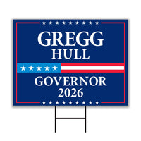 Gregg Hull For New Mexico Governor 2026 Yard Sign, Corrugated Plastic Governor Elections Race Red White & Blue Yard Sign with Metal H-Stake