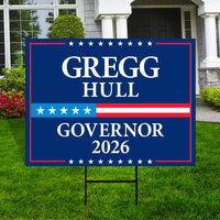 Gregg Hull For New Mexico Governor 2026 Yard Sign, Corrugated Plastic Governor Elections Race Red White & Blue Yard Sign with Metal H-Stake