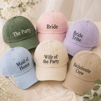 Personalized Wife of the Party Embroidered Hat, Custom Bridal Party Caps, Bachelorette Outfit Hat, Bridesmaid Gift, Wedding Party Favor
