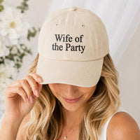 Personalized Wife of the Party Embroidered Hat, Custom Bridal Party Caps, Bachelorette Outfit Hat, Bridesmaid Gift, Wedding Party Favor