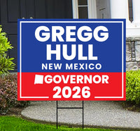 Gregg Hull For New Mexico Governor 2026 Yard Sign, Corrugated Plastic Governor Elections Race Red White & Blue Yard Sign with Metal H-Stake