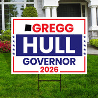 Gregg Hull For New Mexico Governor 2026 Yard Sign, Corrugated Plastic Governor Elections Race Red White & Blue Yard Sign with Metal H-Stake