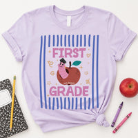 Personalized First Grade Teacher Shirt, Custom Apple Worm Name Tee, Cute School Year Team Tee, Back to School Outfit, Educator Gift